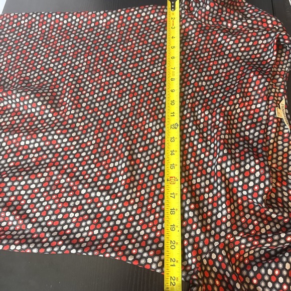 Pendleton Womens  Cowl Neck Blouse Red Gray Geometric 100% Silk Flowy Career - Picture 7 of 8
